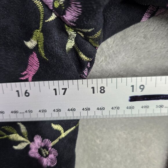 Womens Ranch Dressing Black Floral Embroidered Jacket Fringe Hem Polyester S - Picture 8 of 10